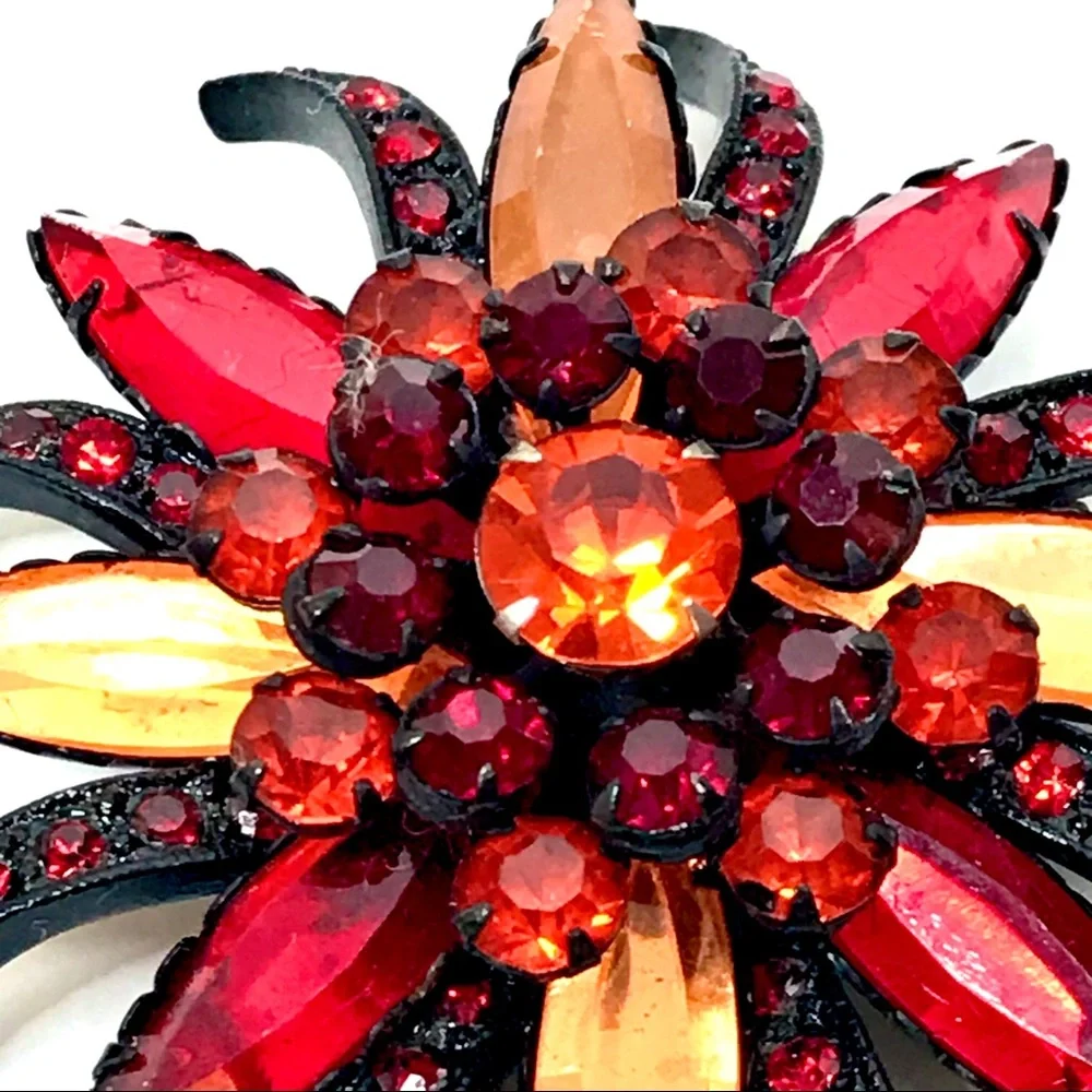 Vintage Large Retro Brooch Sunburst Jewelry Pin